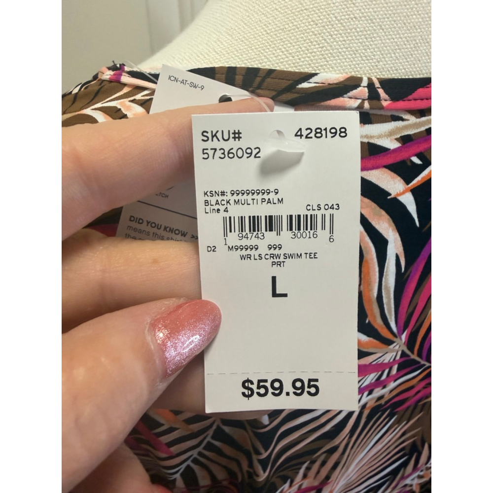 Lands’ End Palm Print Rash Guard Swim Tee Size L UPF 50 NWT - Picture 4 of 5